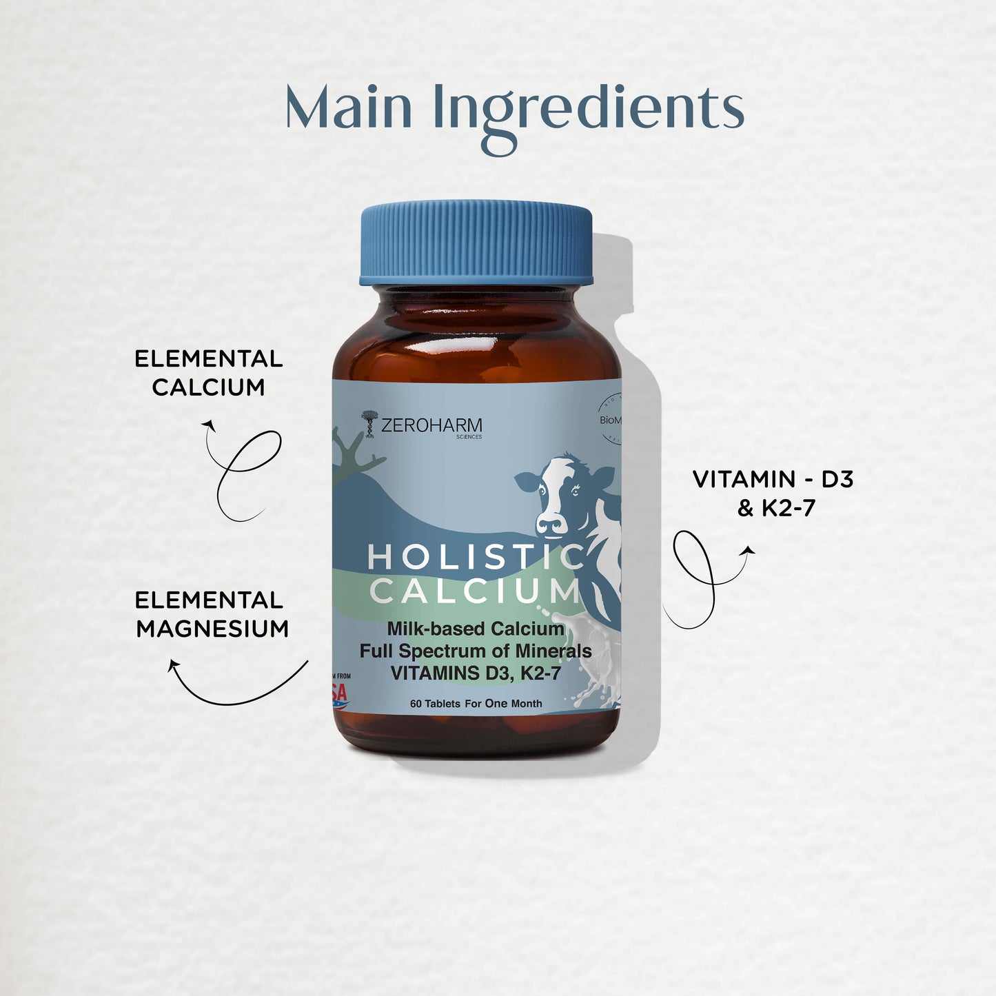 Holistic Calcium Tablets With Vitamin D3 & K2-7
